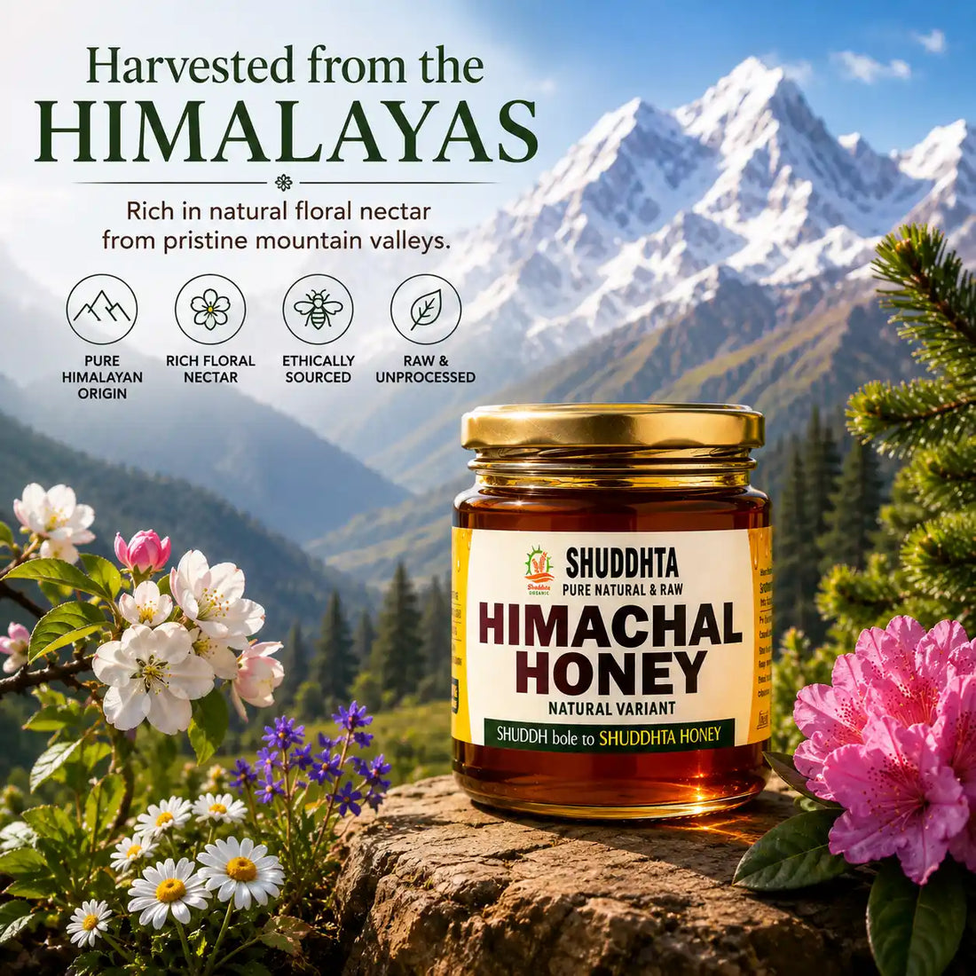 Himachal Honey (Pahadi Shahad), Himalayan multiflora honey by Shuddhta Organic