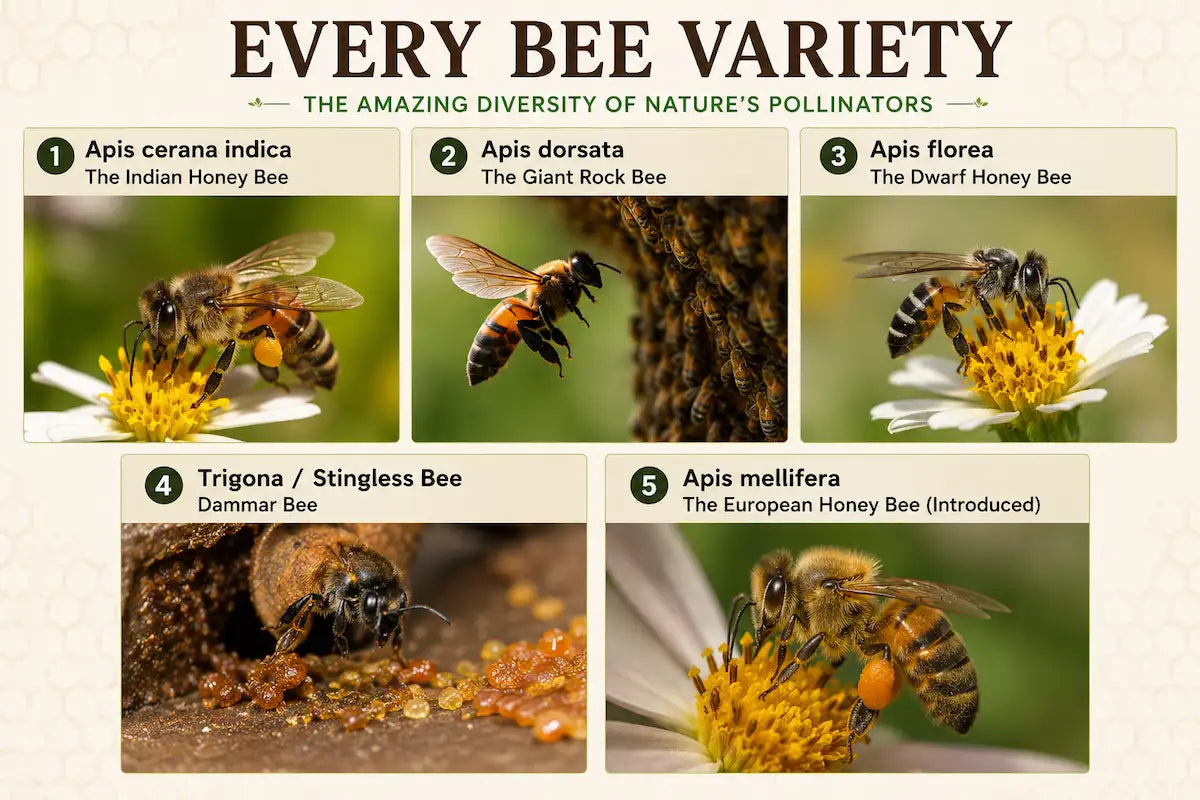 5 Bee Species Found in India — And the Honey Each One Makes