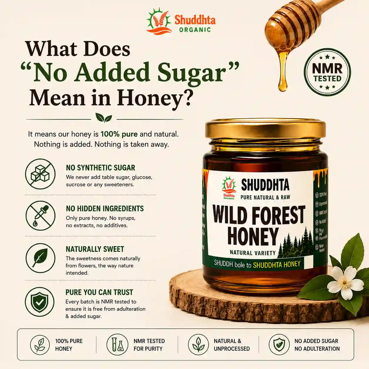 What 'no added sugar' means on a honey label – Shuddhta Organic