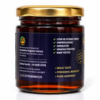 Shuddhta Jamun Honey glass jar with gold lid and navy label on a white background