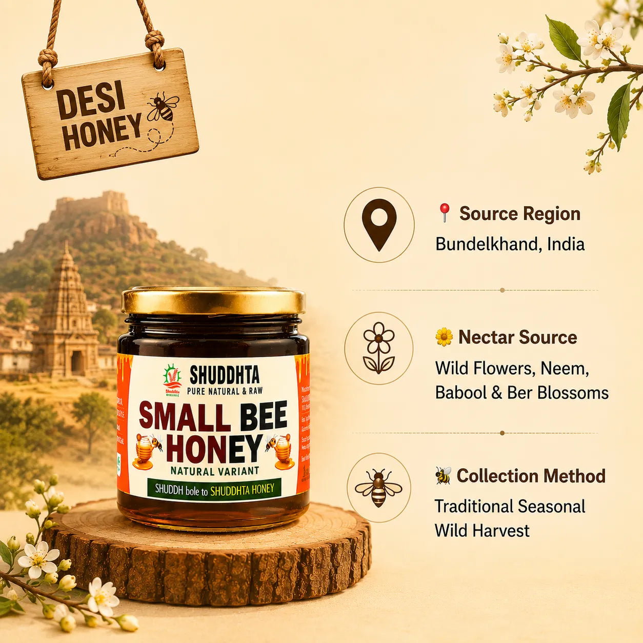"Shuddhta Chhoti Makkhi ka Shahad jar — NMR tested - desi honey